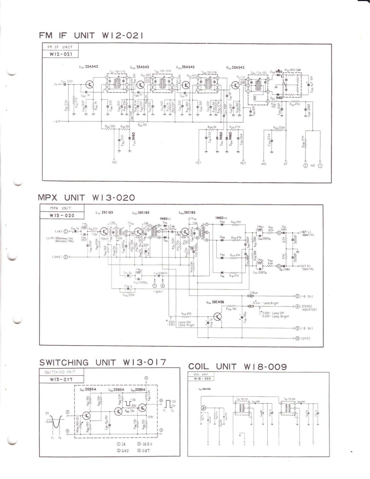 Pioneer W12-021, W13-020, W13-017, W18-009 Schematic