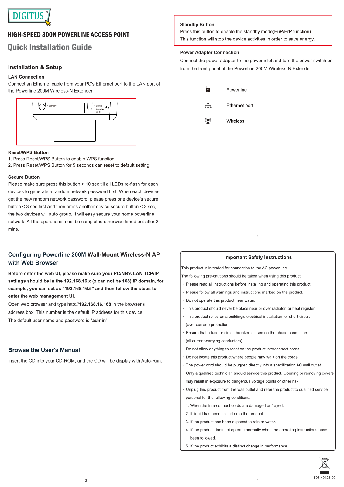 Digitus DN-15018-1 Quick Install Guide