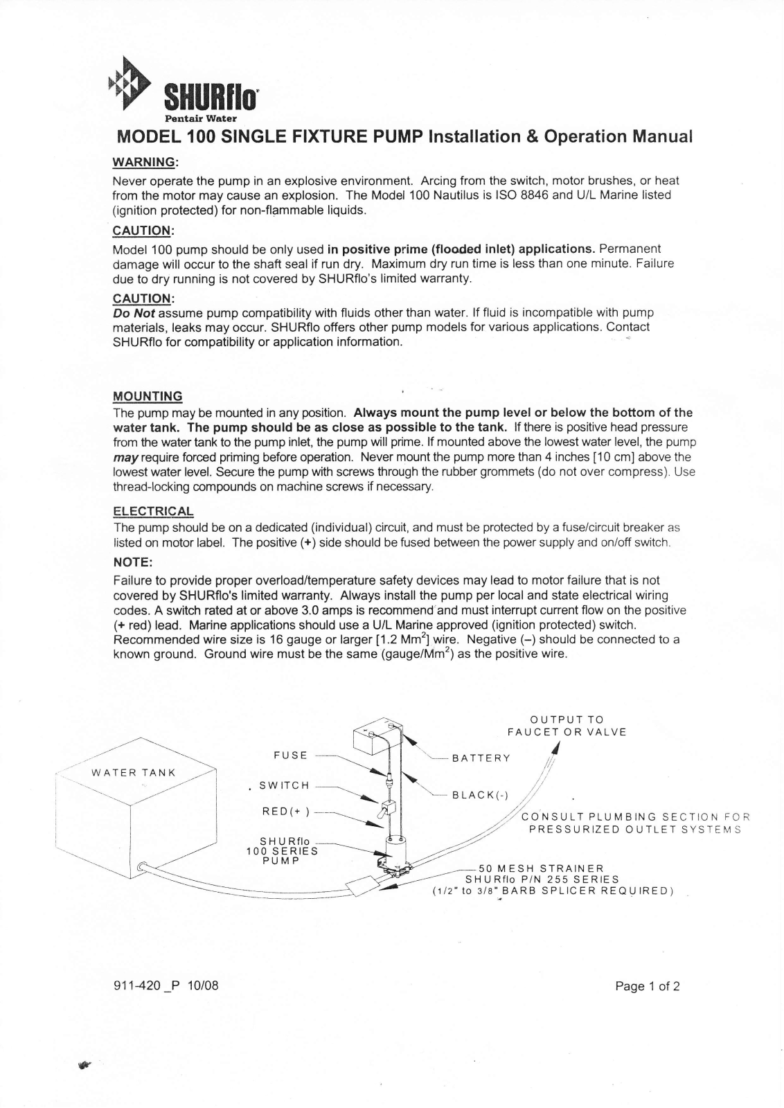 SHURFLO 100 User guide - ManualMachine.com