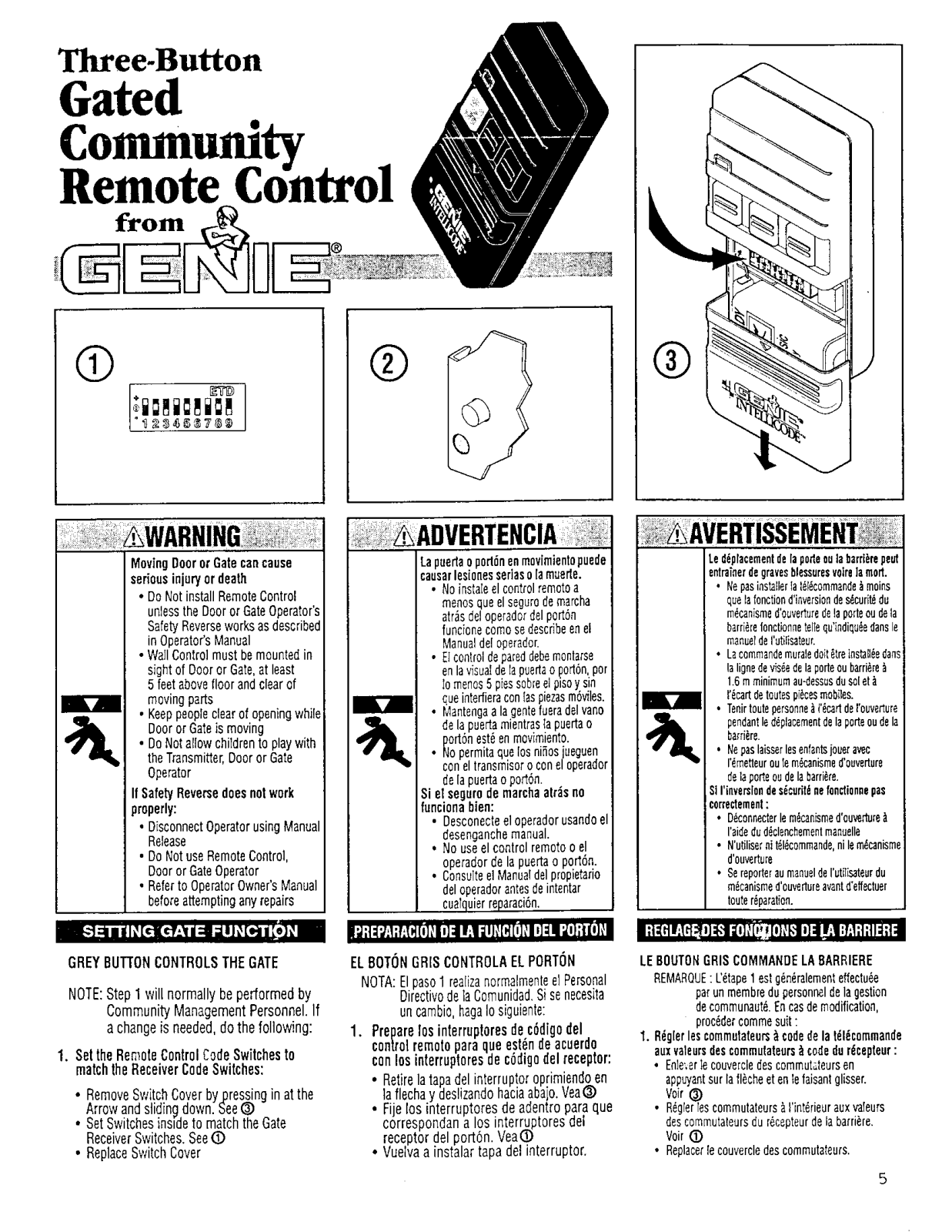 The Genie a Division of Overhead Door GCT390 Users Manual