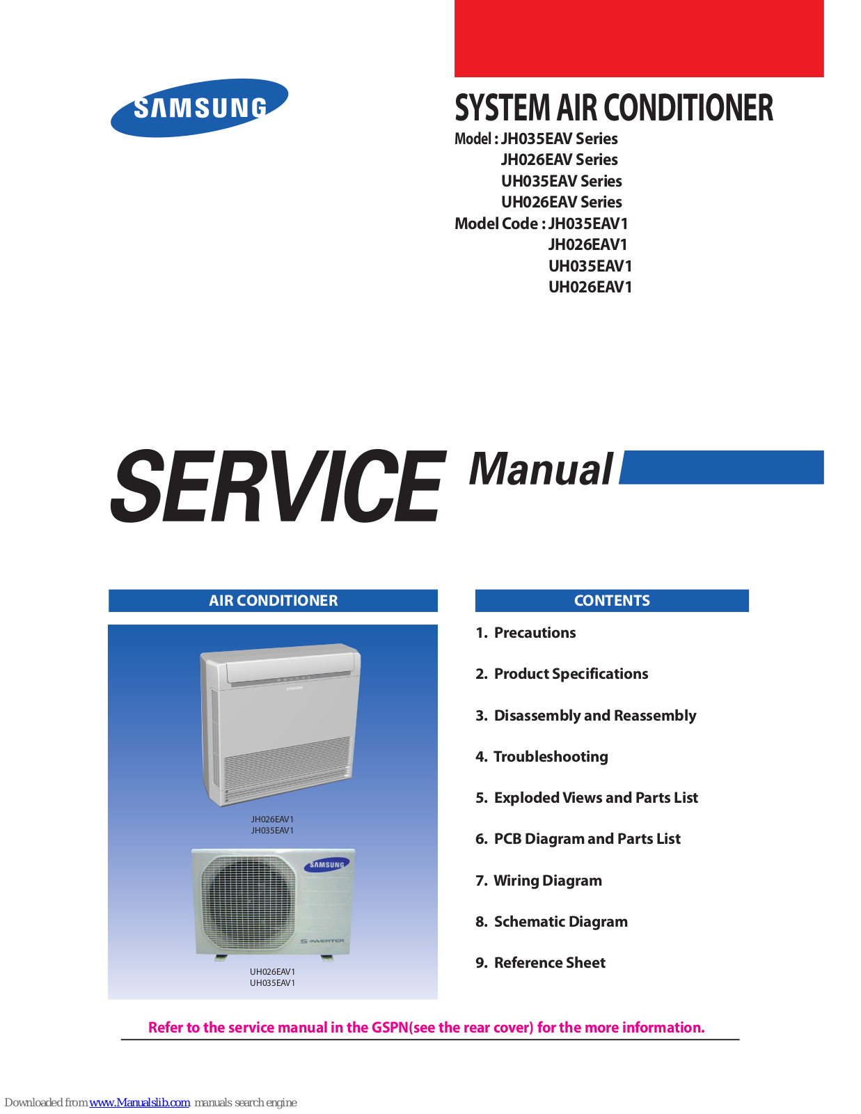 Samsung JH035EAV Series, JH026EAV Series, UH026EAV Series, UH035EAV Series Service Manual