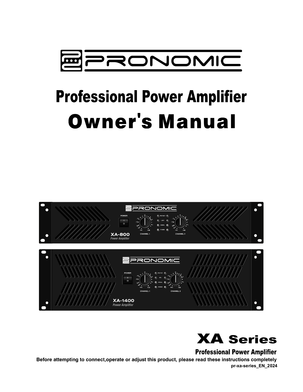 Pronomic XA-1400, XA-800 Operating instructions / manual - ManualMachine.com