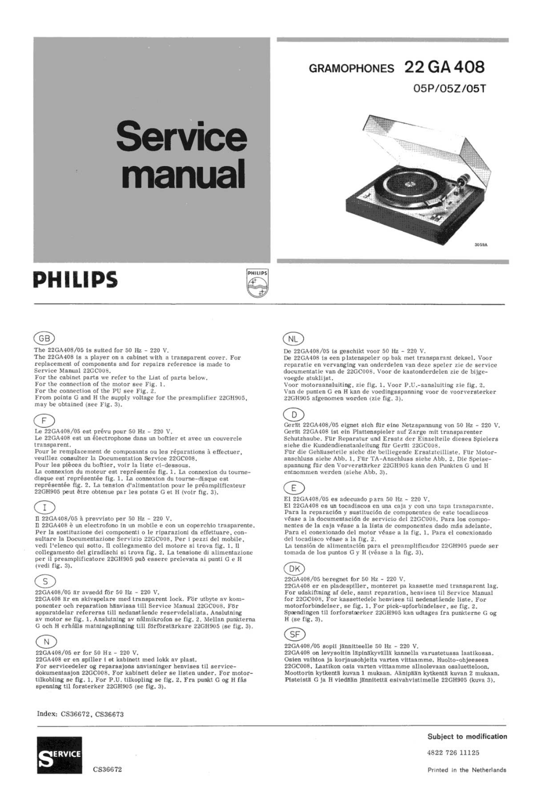 Philips GA-408 Service manual
