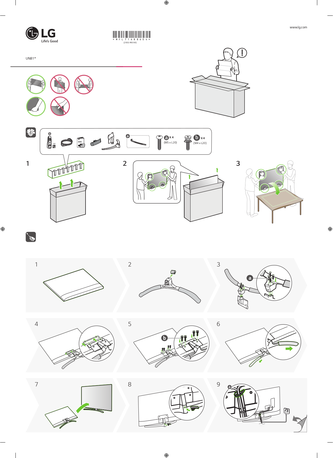 LG 43UN81006LB, 50UN81006LB Instructions for quick setup