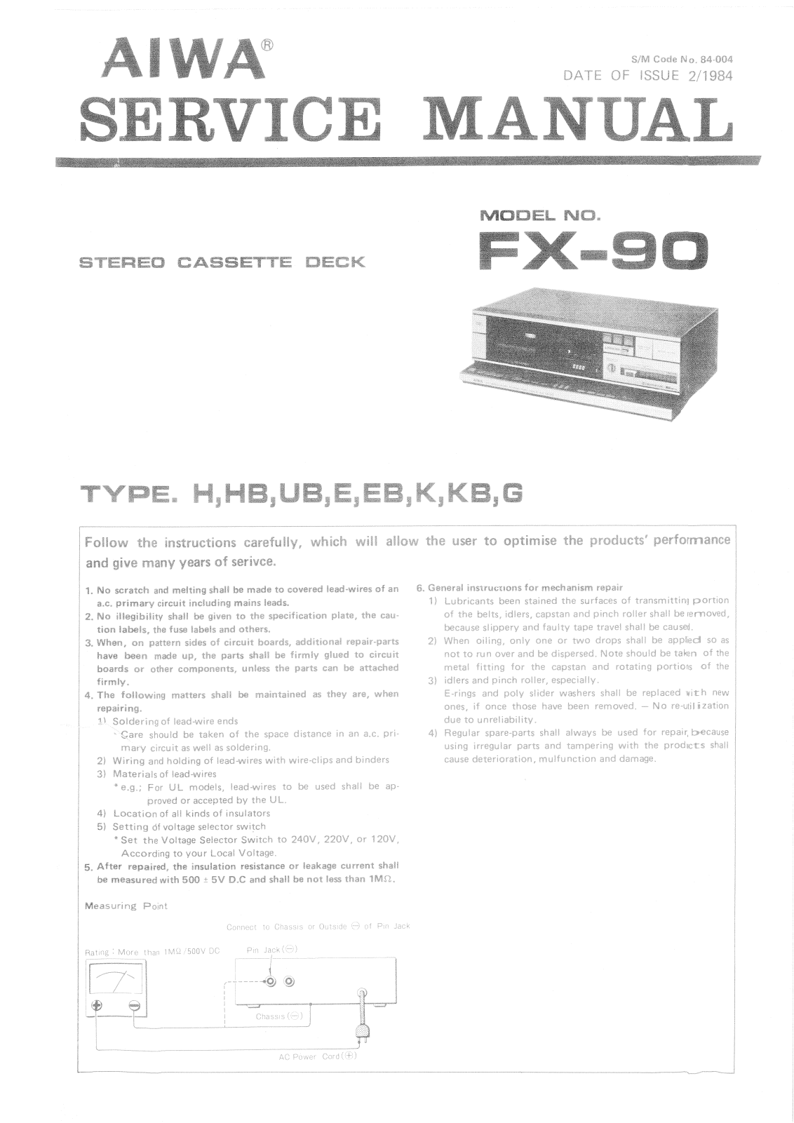 Aiwa FX-90 Service manual