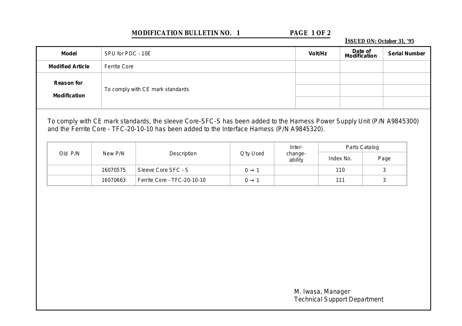 Ricoh A711 Modification Bulletin SPU1