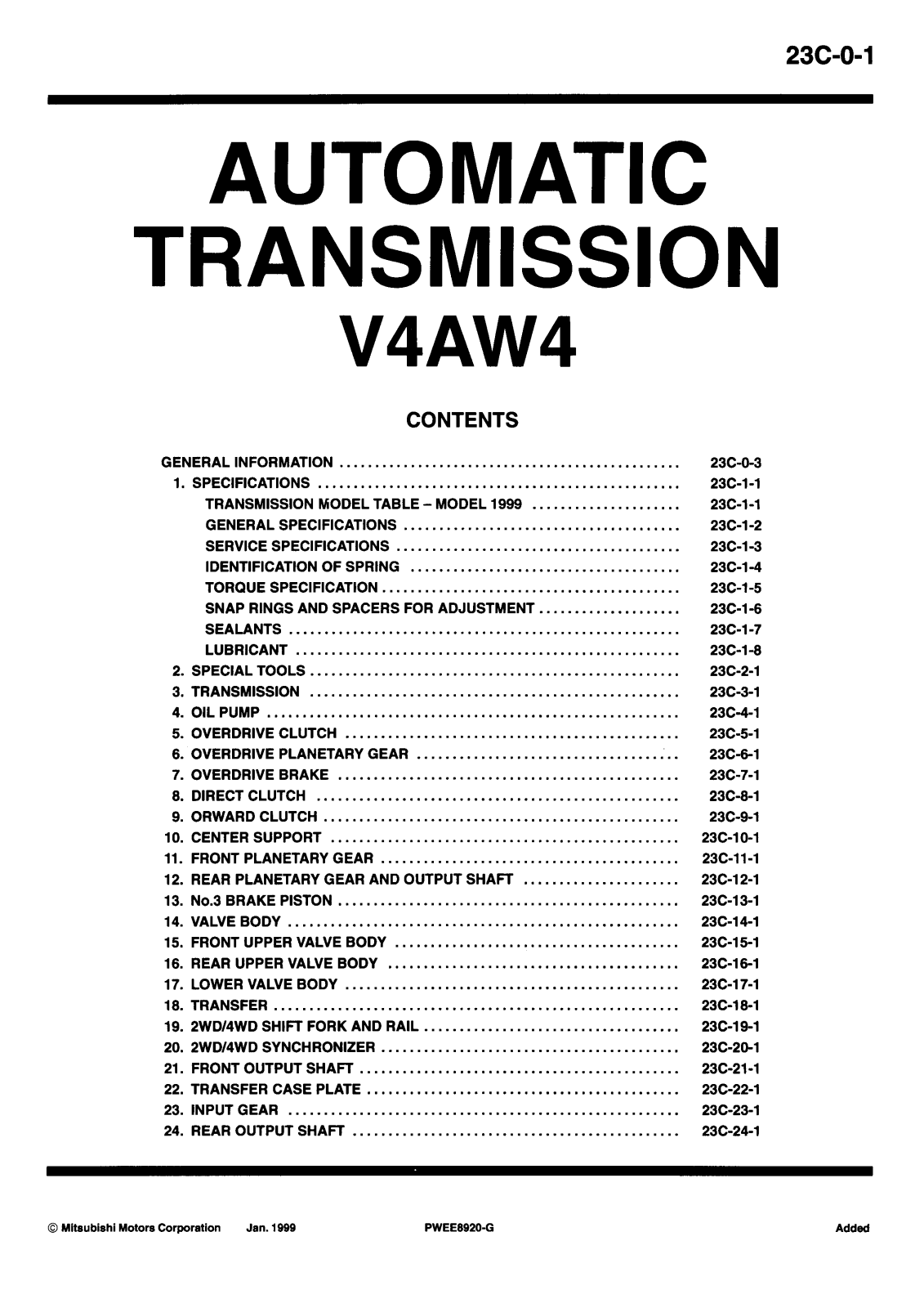 Mitsubishi V4AW4 Service Manual