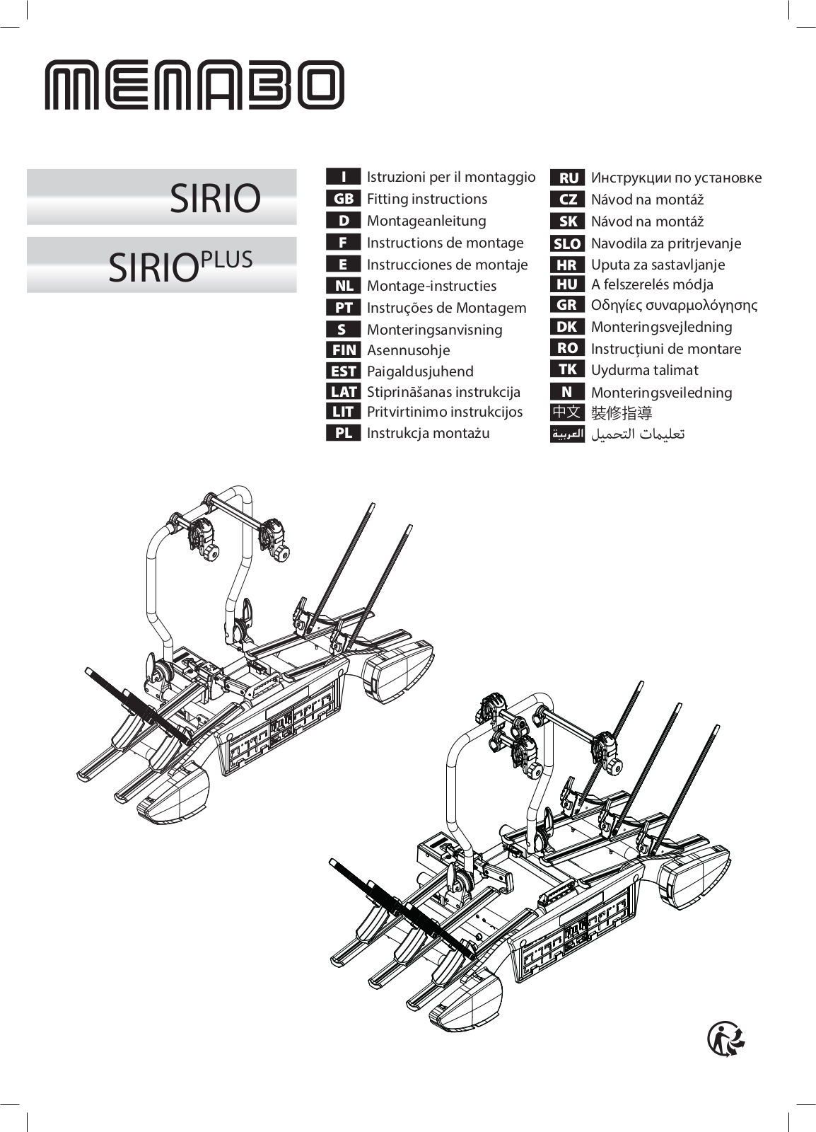 Menabo Sirio Plus, Sirio User guide - ManualMachine.com