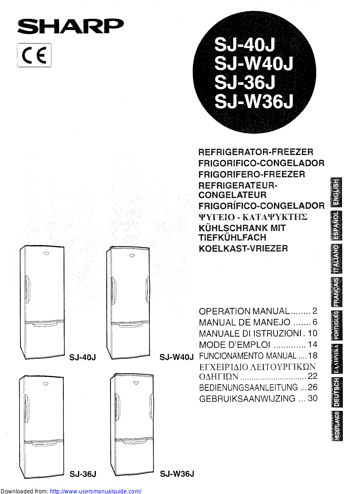 SHARP SJ-40/W40/36/W36J User Manual