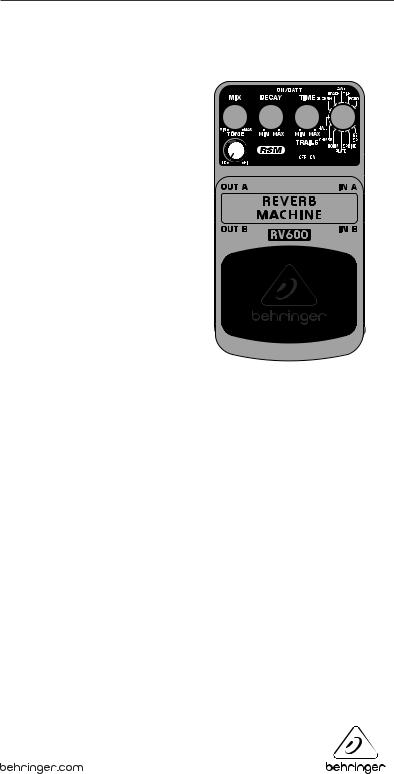 Behringer Reverb Machine RV600 User Manual