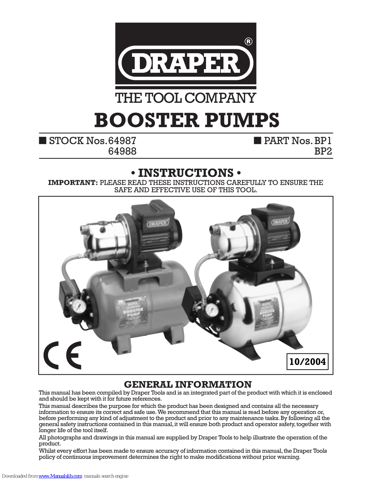 Draper BP1, BP2 Instructions Manual - ManualMachine.com