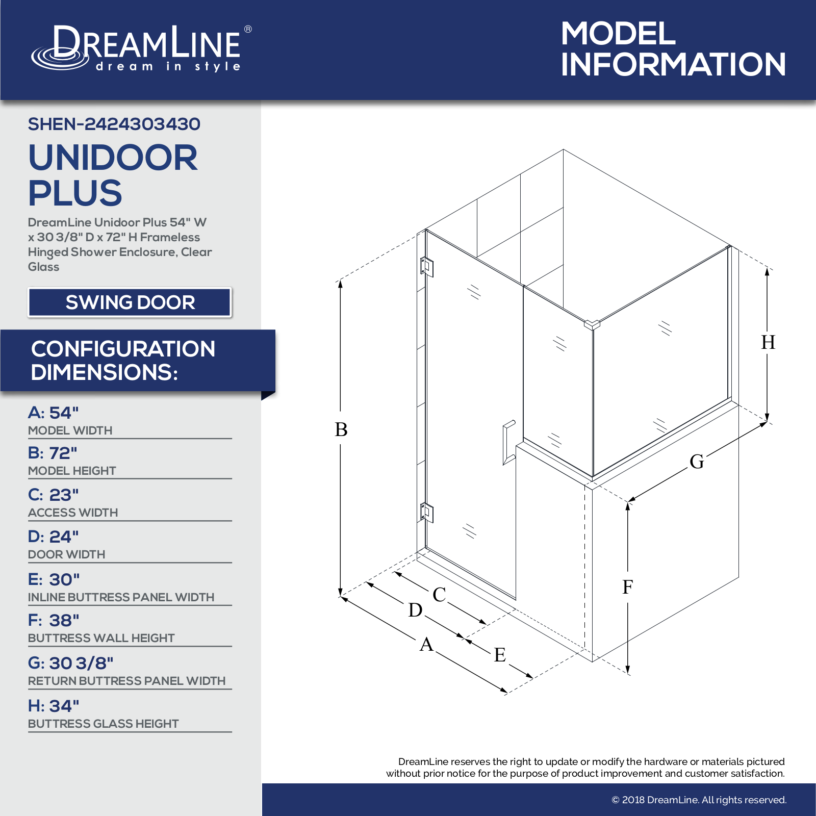 DreamLine DLN4004 Specifications & Dimension - ManualMachine.com