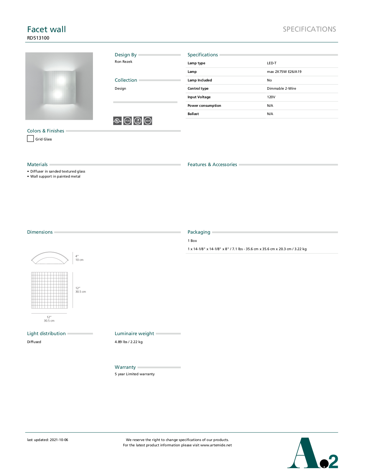 Artemide RTE2998 Specifications - ManualMachine.com