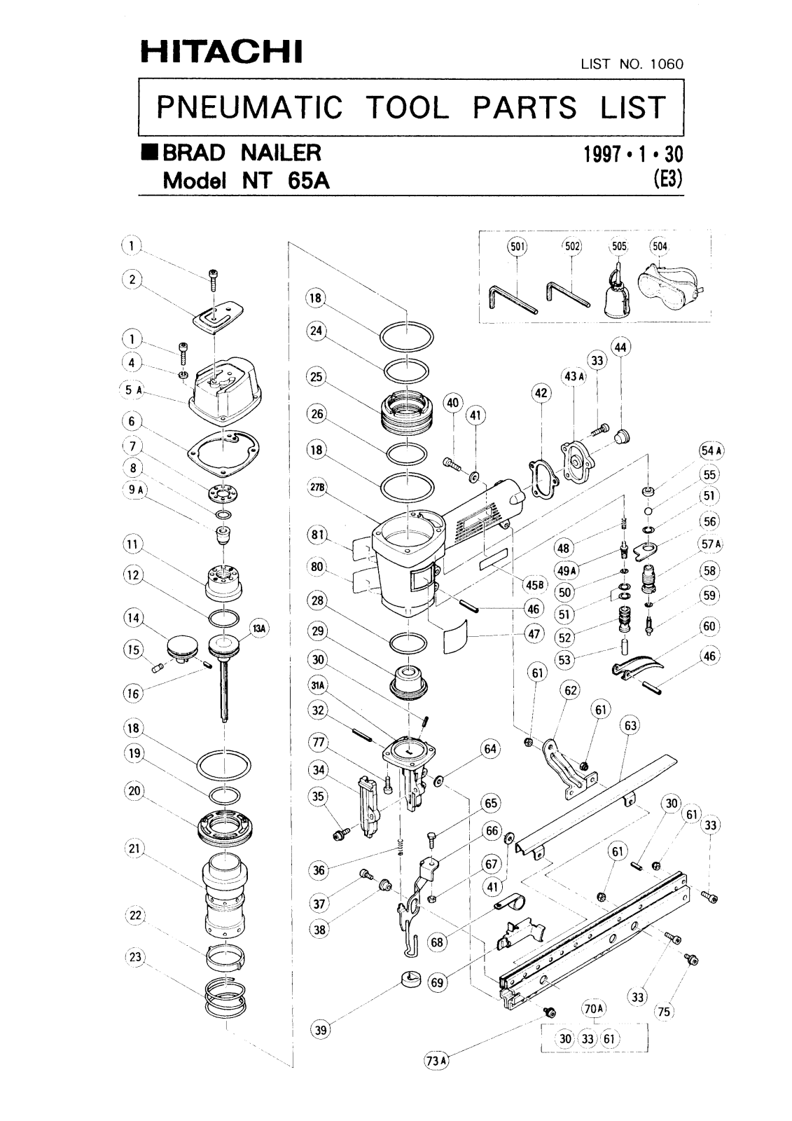 Hitachi NT65A PARTS LIST