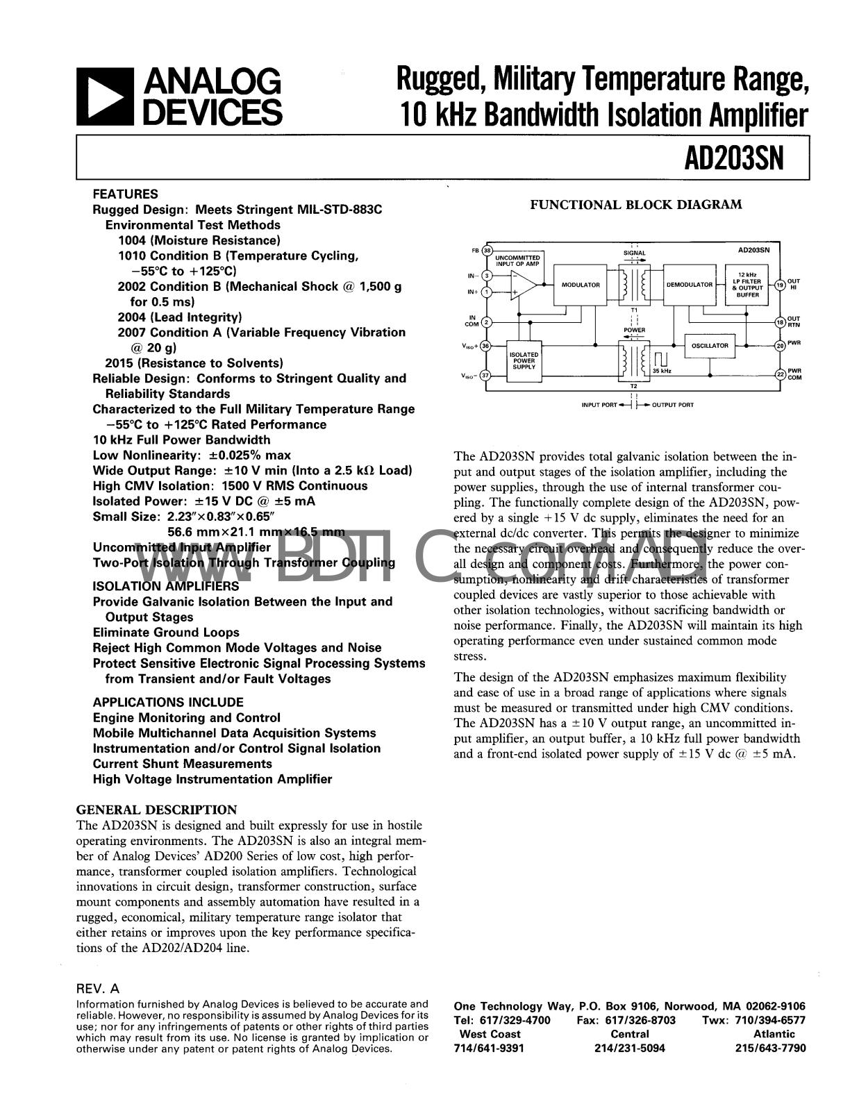 ANALOG DEVICES AD203 Service Manual