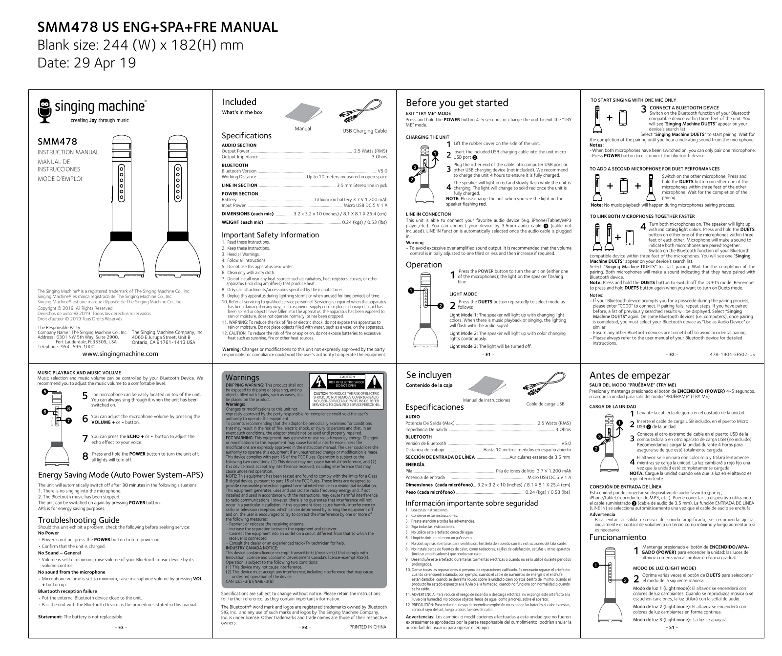 The Singing Machine SMM478 User Manual