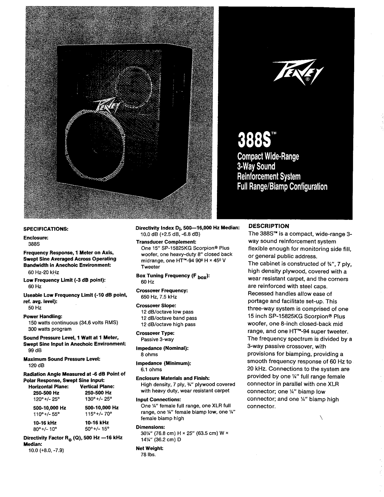 Peavey 388S DATASHEET