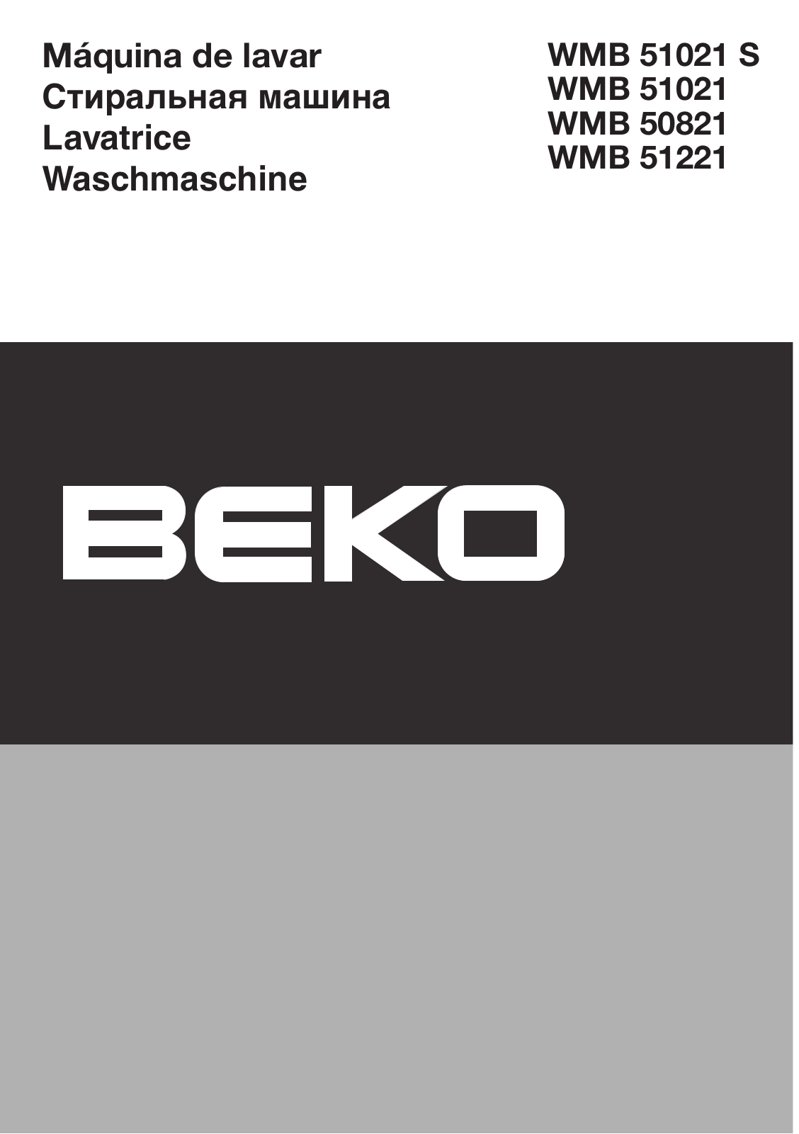 Beko WMB 51021 S, WMB 51021, WMB 50821, WMB 51221 User manual