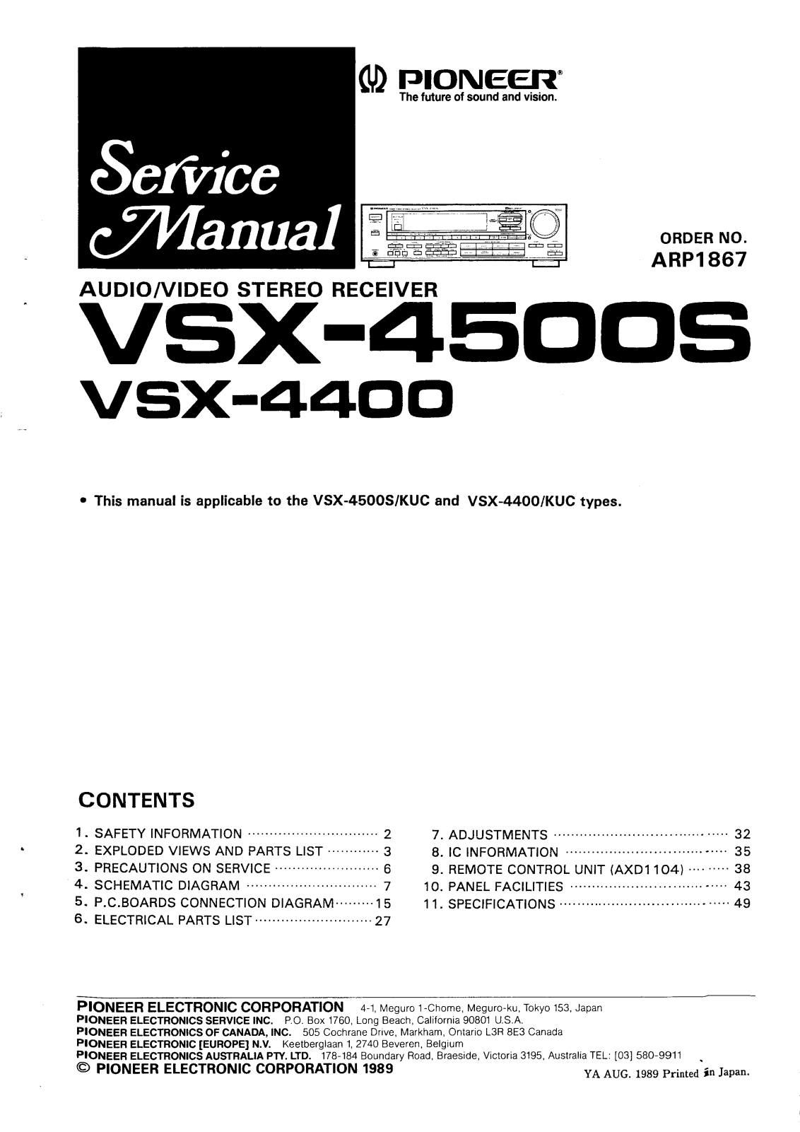 Pioneer VSX-4500 Service Manual