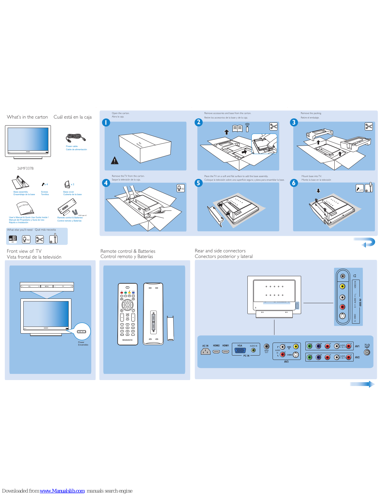 Magnavox 26MF337B/27B, 26MF337B Getting Started Manual