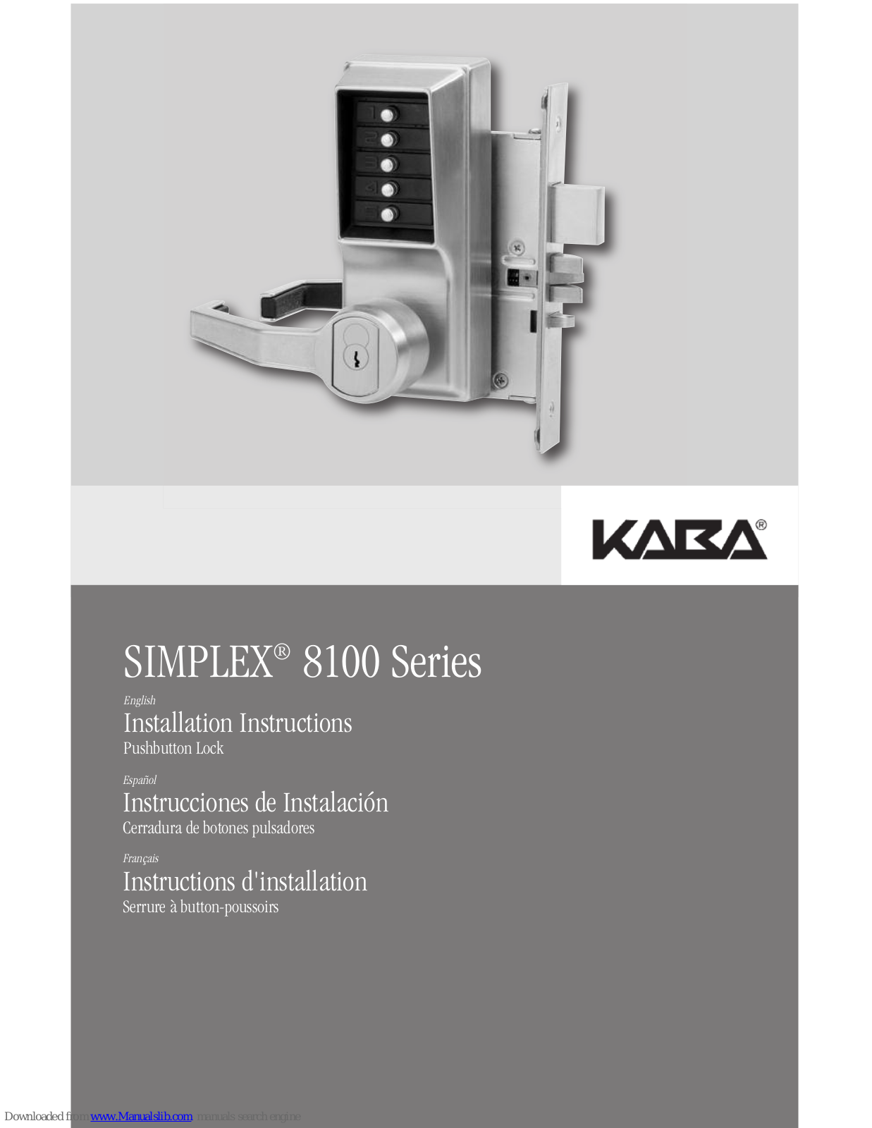 Kaba SIMPLEX 8100 Series Installation Instructions Manual - ManualMachine.com