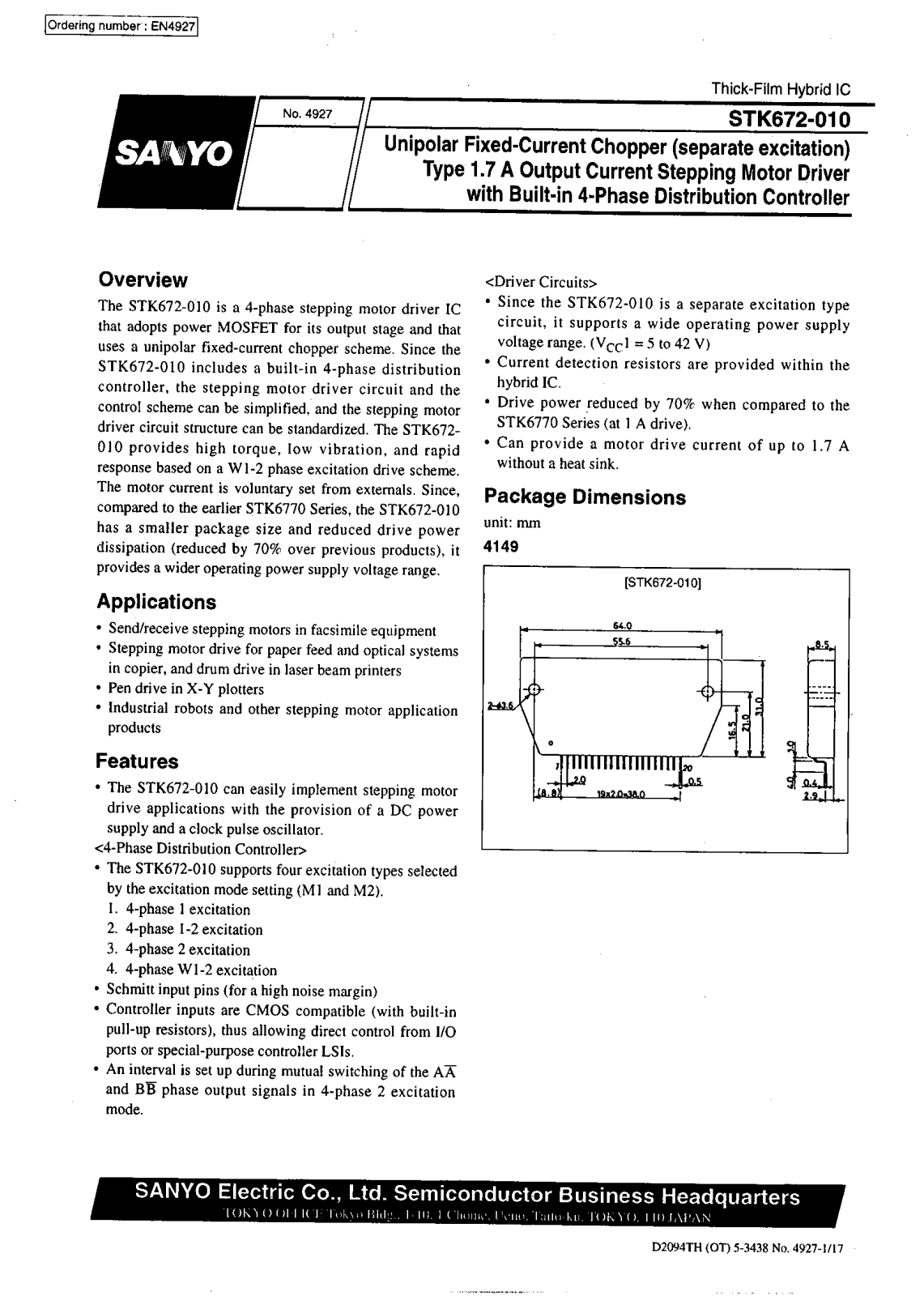 SANYO STK672-010 Datasheet