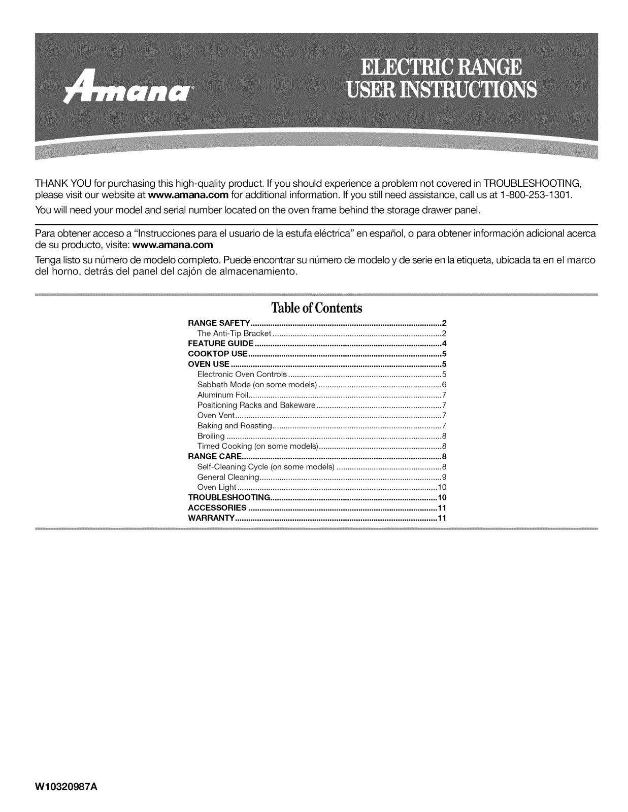 Amana AER5524XAD0, AER5523XAW0, AER5523XAQ0, AER5523XAB0 Owner’s Manual