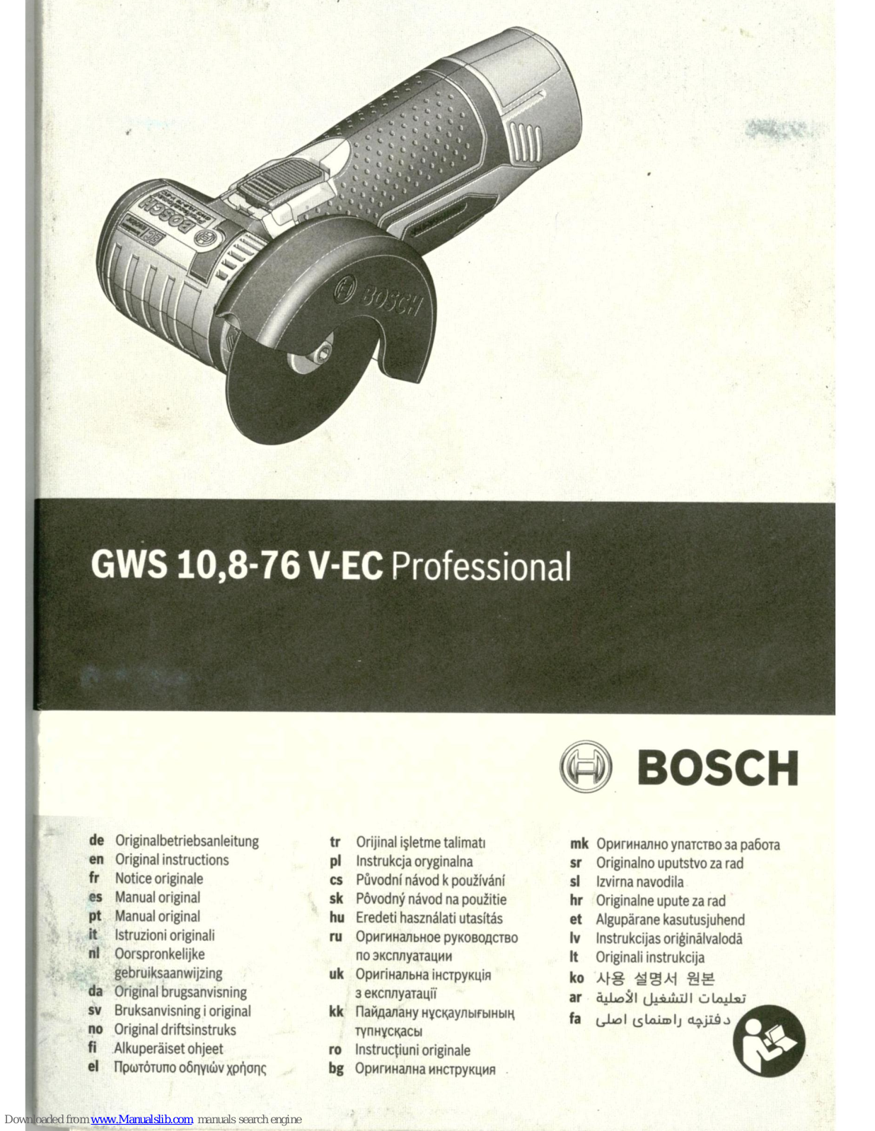 Bosch GWS 10.8-76 V-EC Original Instruction