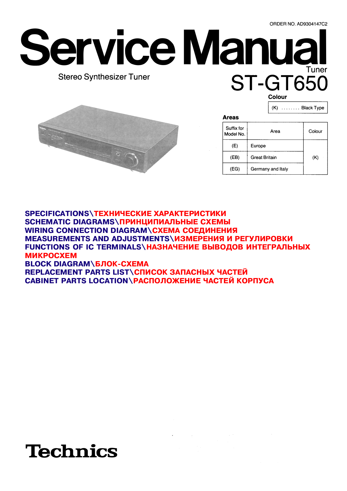 Technics STGT-650 Service manual