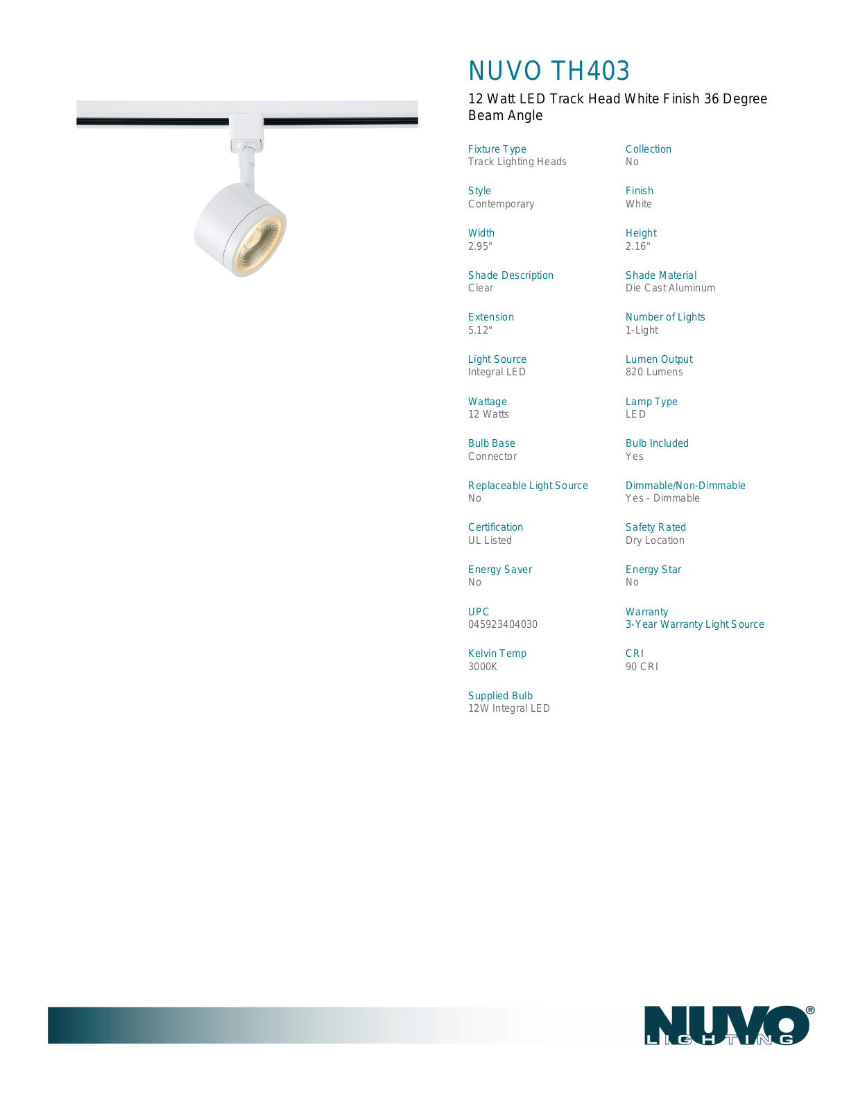 Nuvo Lighting OUV5273 Specifications - ManualMachine.com