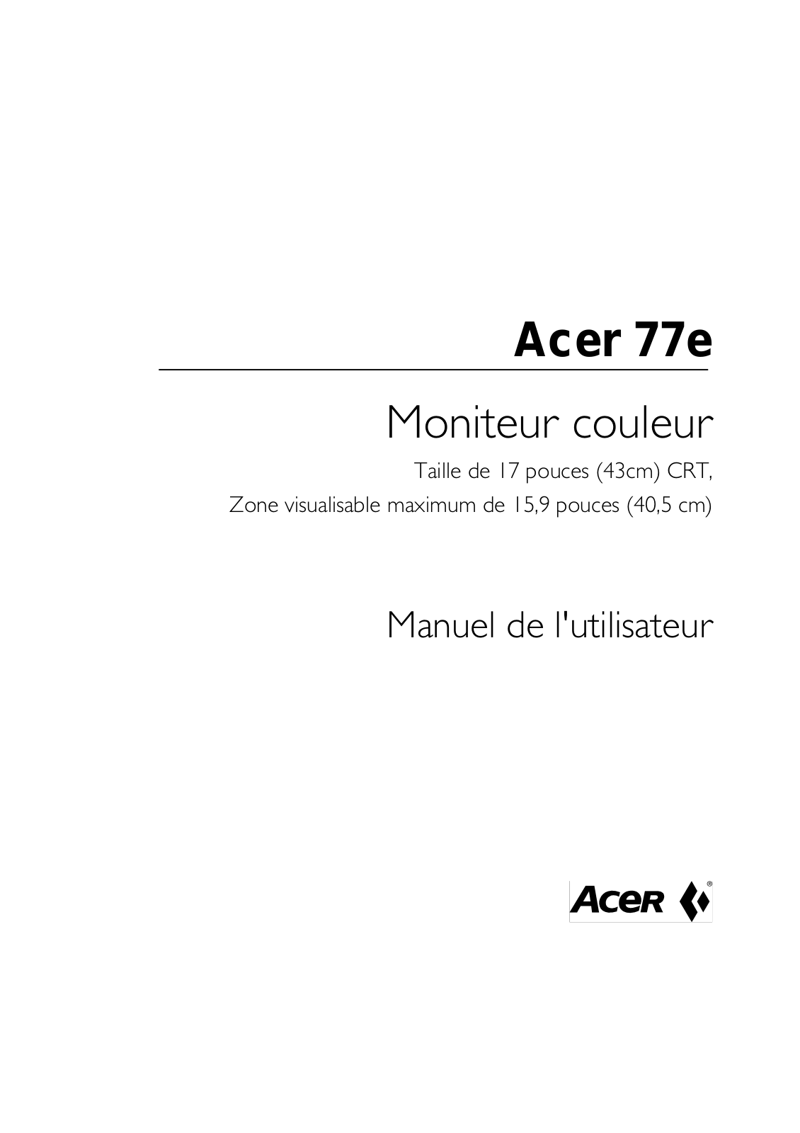 ACER MN77XE1 User Manual