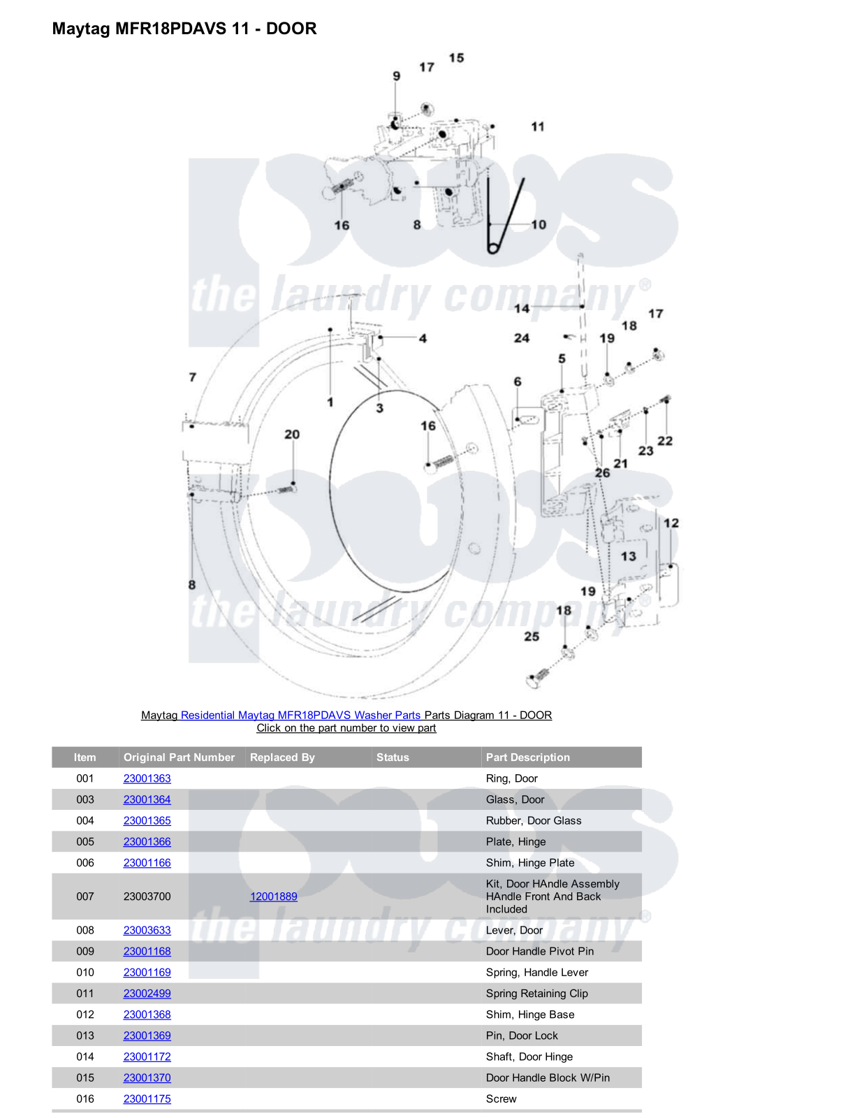 Maytag MFR18PDAVS Parts Diagram