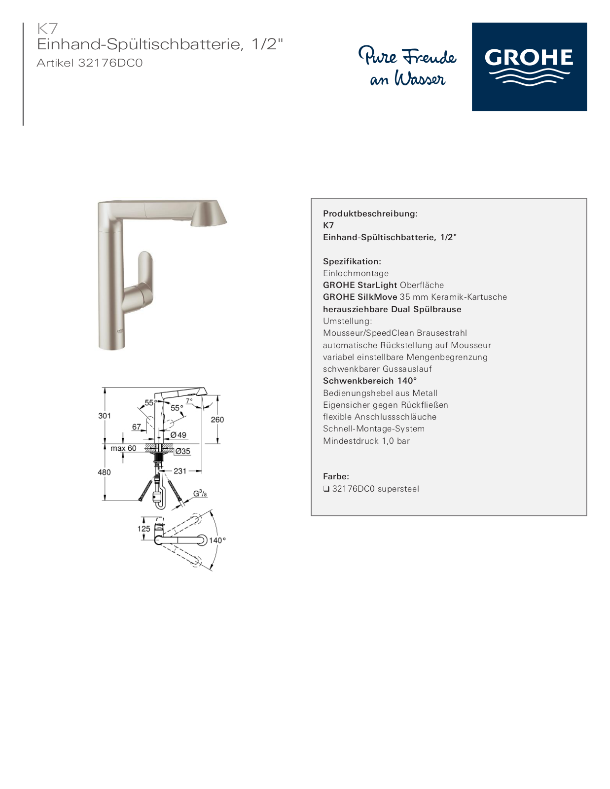 Grohe 32176DC0 Service Manual