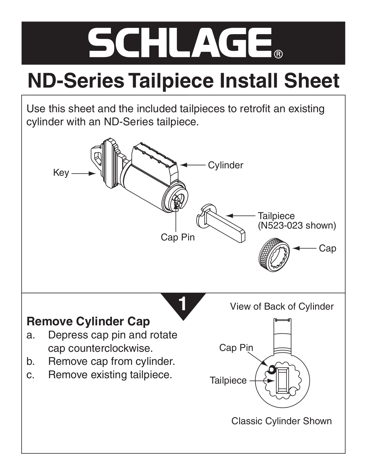 Ingersoll-Rand Schlage ND Series Install Sheet