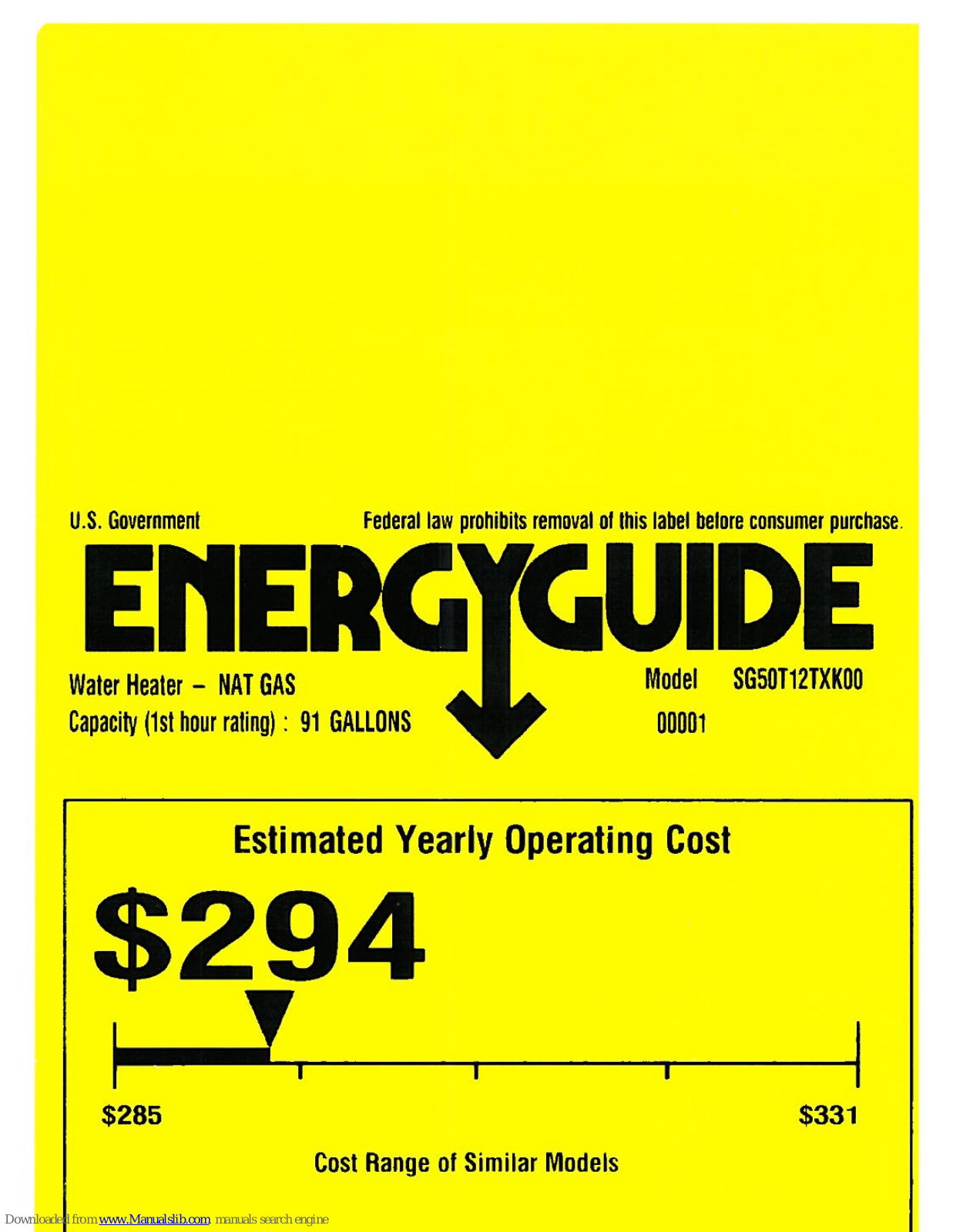 GE SG50T12TXK Energy Manual