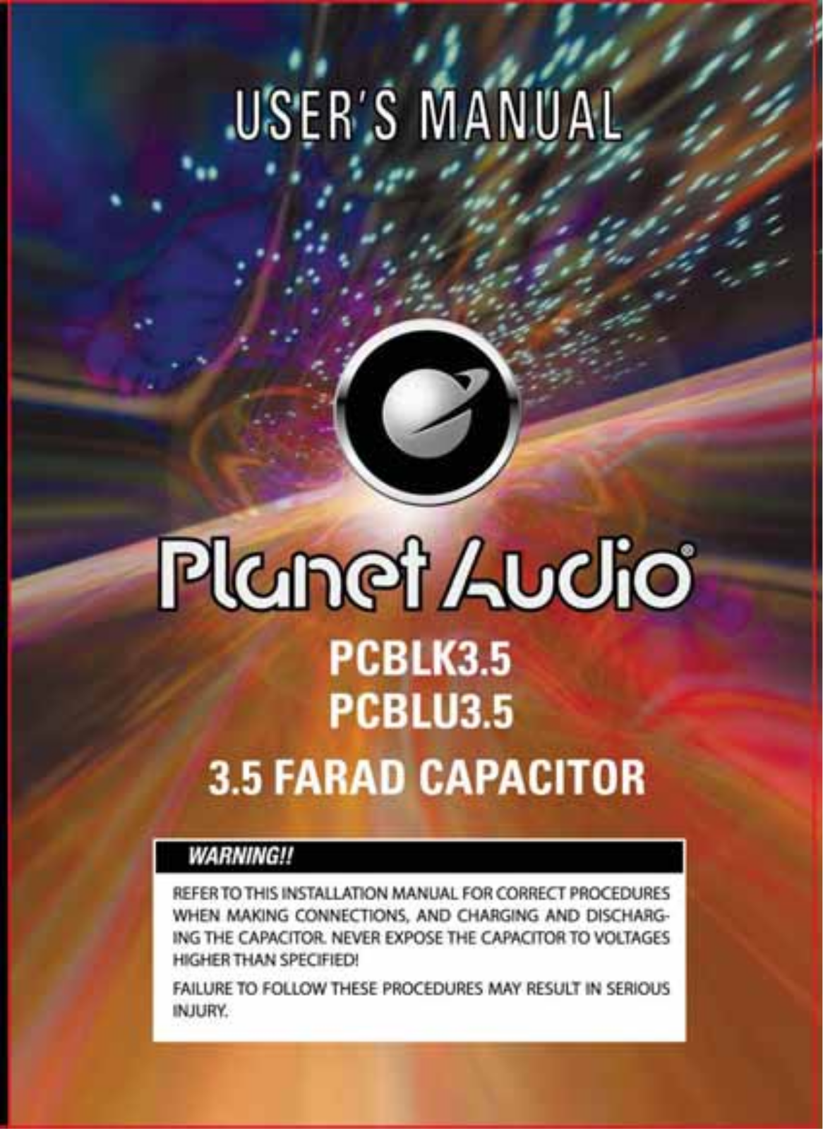 Planet Audio PCBLU3.5, PCBLK3.5 User Manual