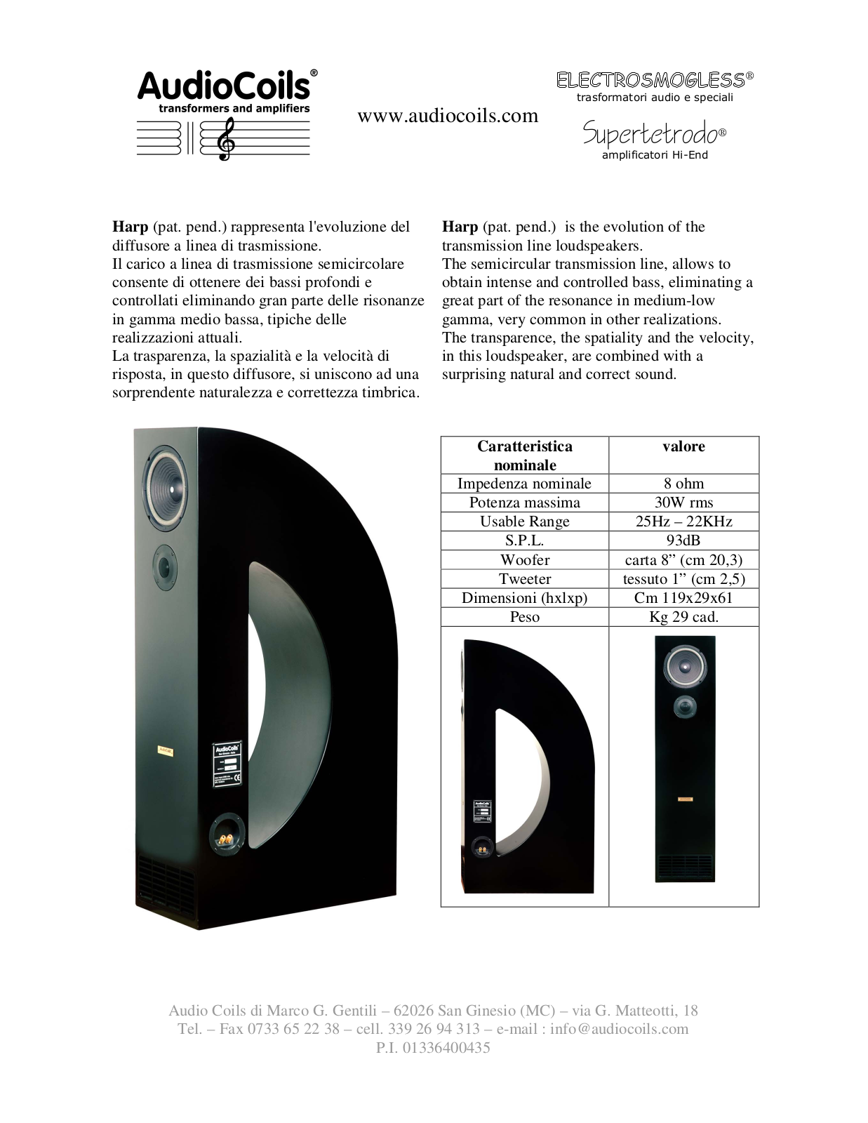 AudioCoils Harp Brochure