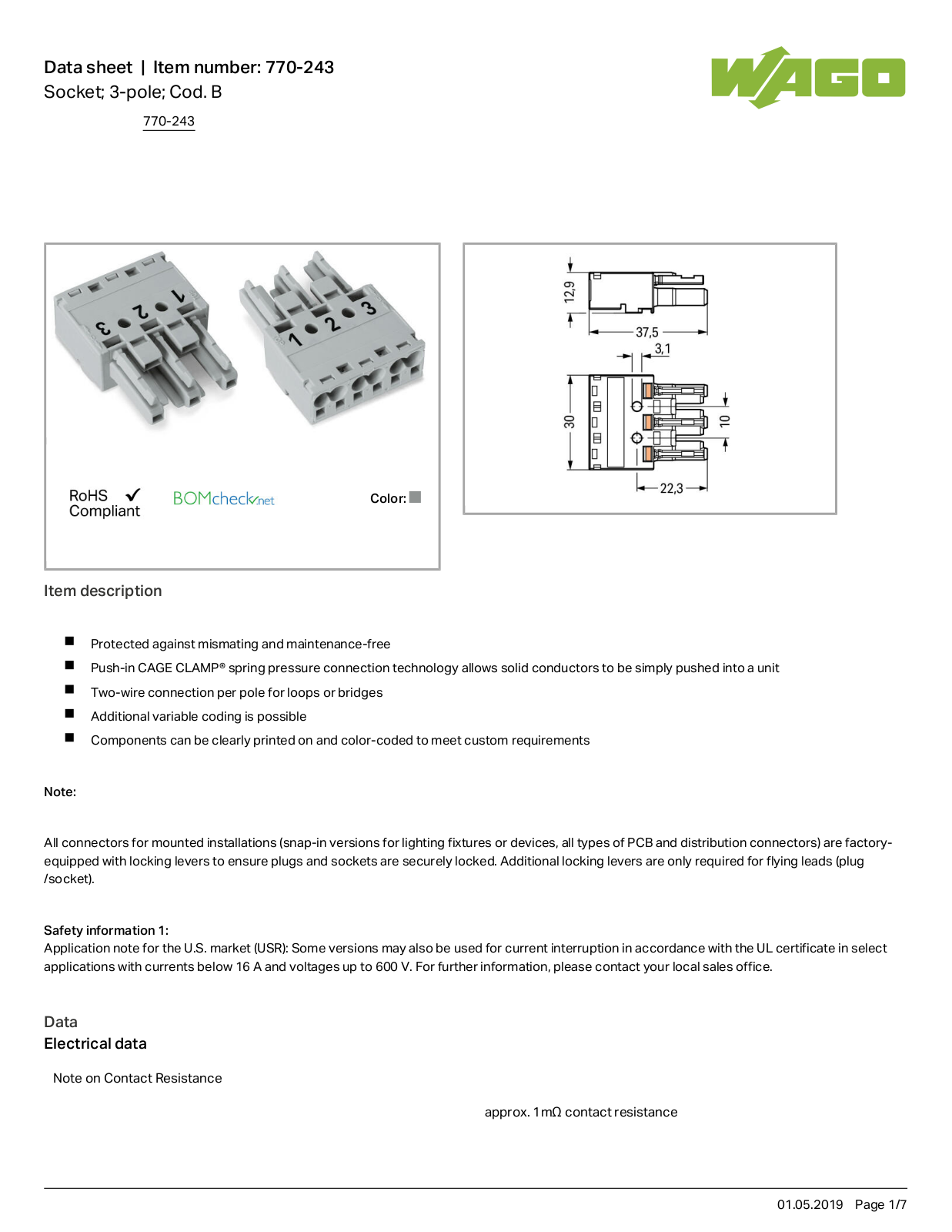 Wago 770-243 Data Sheet