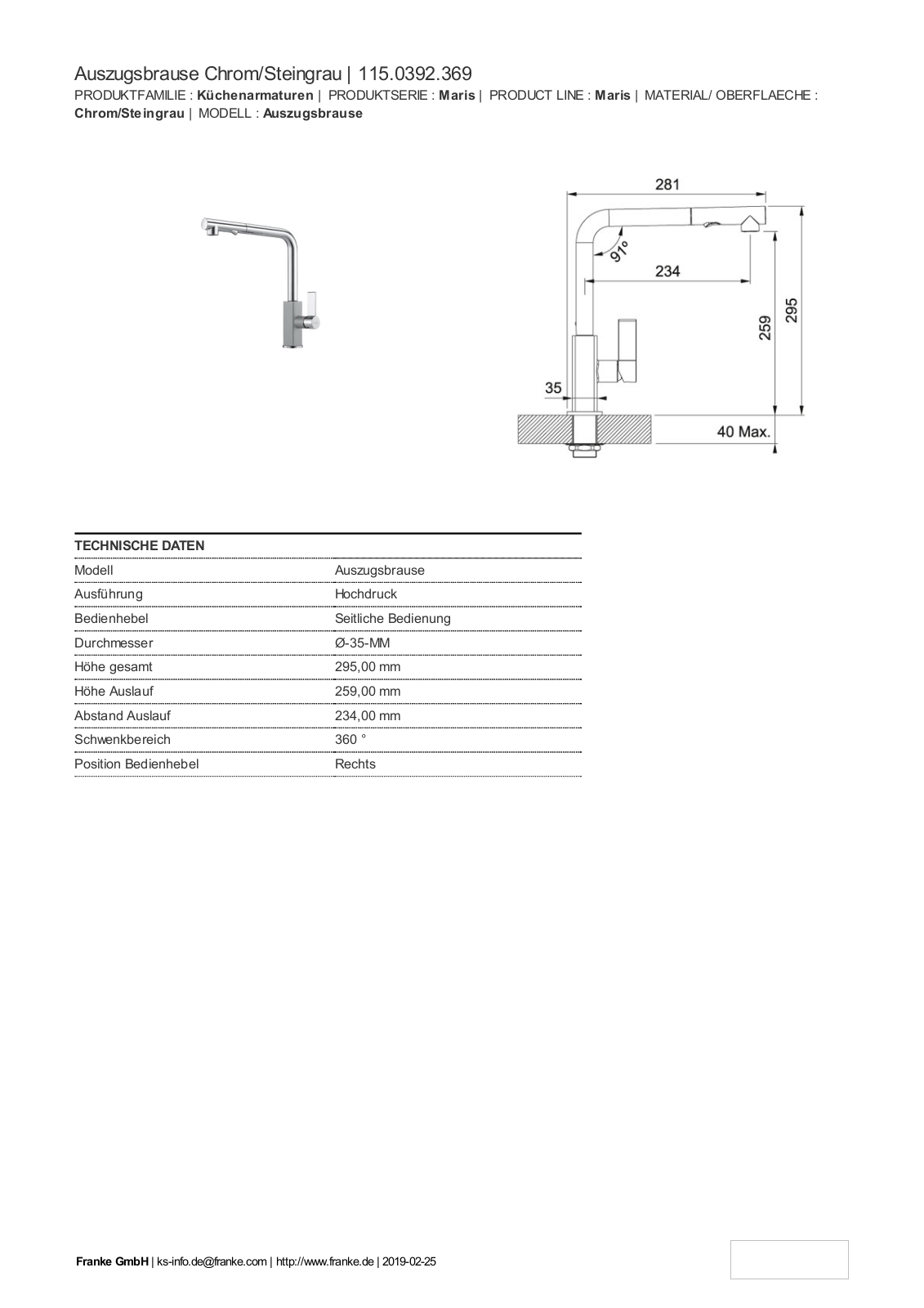 Franke 115.0392.369 Service Manual