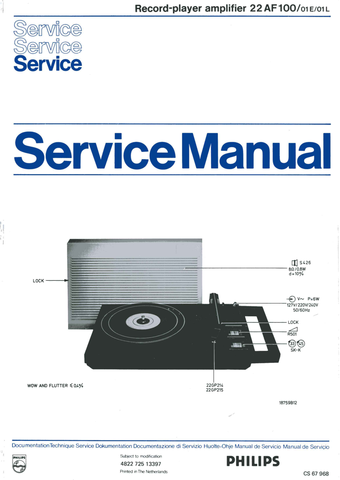 Philips 22-AF-100 Service Manual