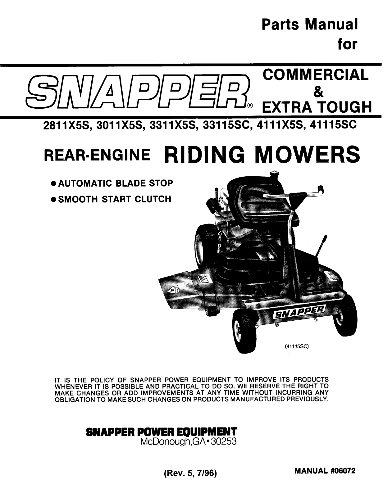 Snapper 2811X5S User Manual