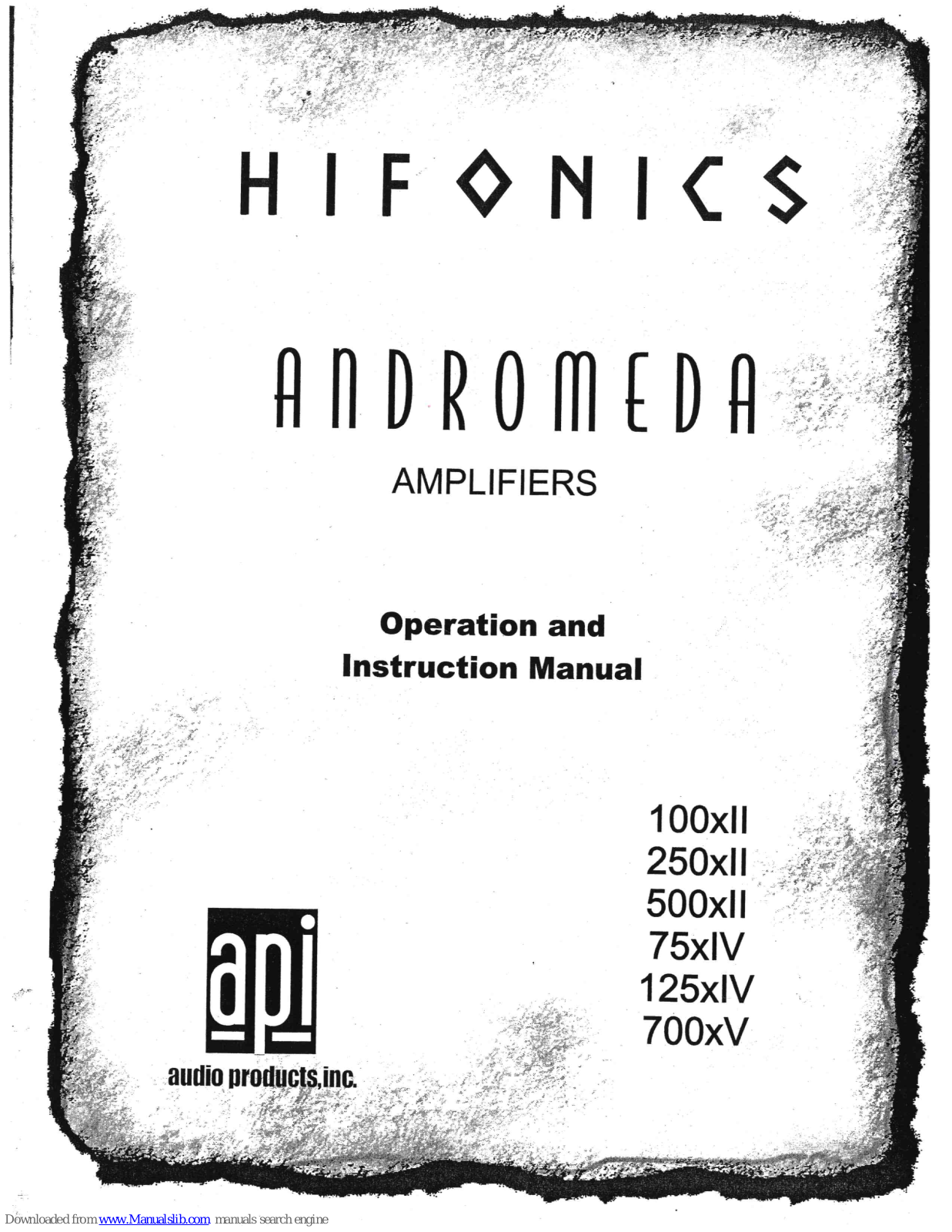 Hifonics Andromeda 100xII, Andromeda 250xII, Andromeda 125xIV, Andromeda 75xIV, Andromeda 500xII User Manual