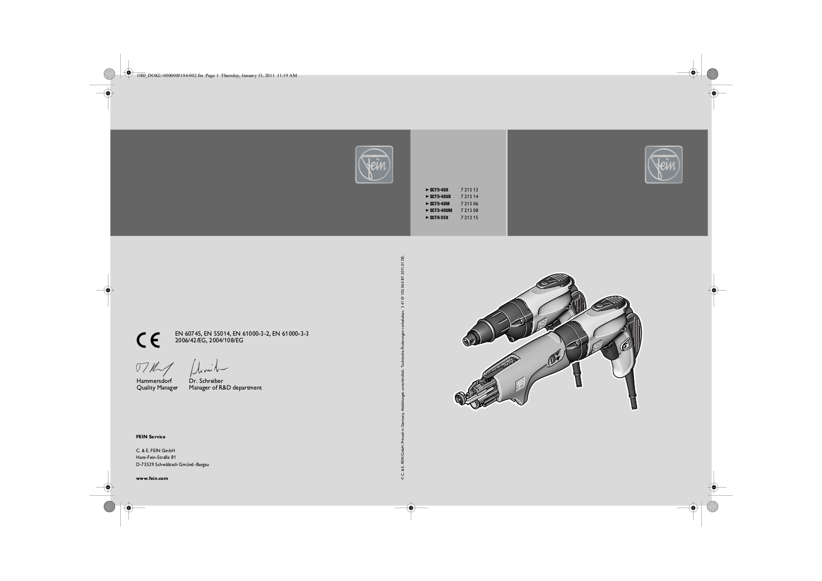 Fein SCT5-40X, SCT5-40M, SCT5-40UM, SCT6-25X User guide