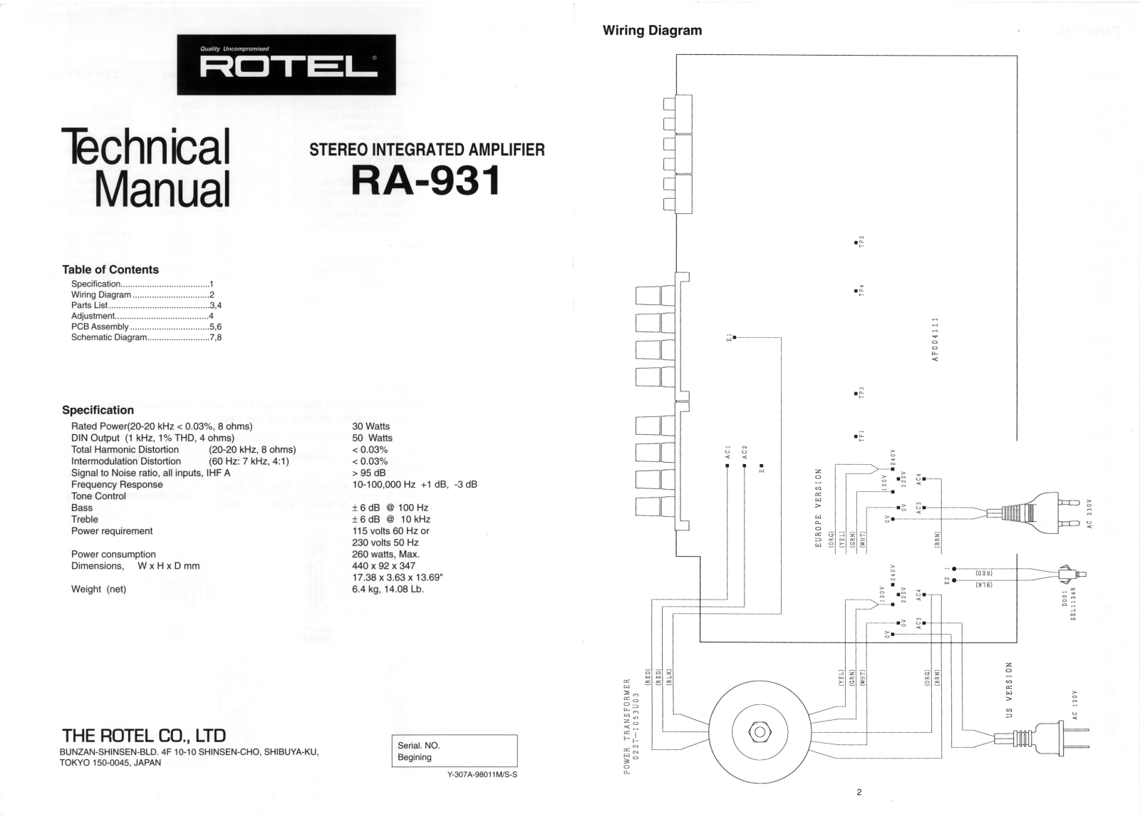 Rotel RA-931 Schematic