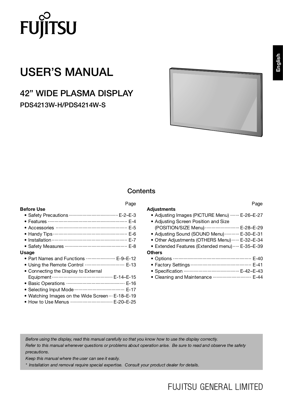 Fujitsu PDS4213W-H, PDS4214W-S User Manual