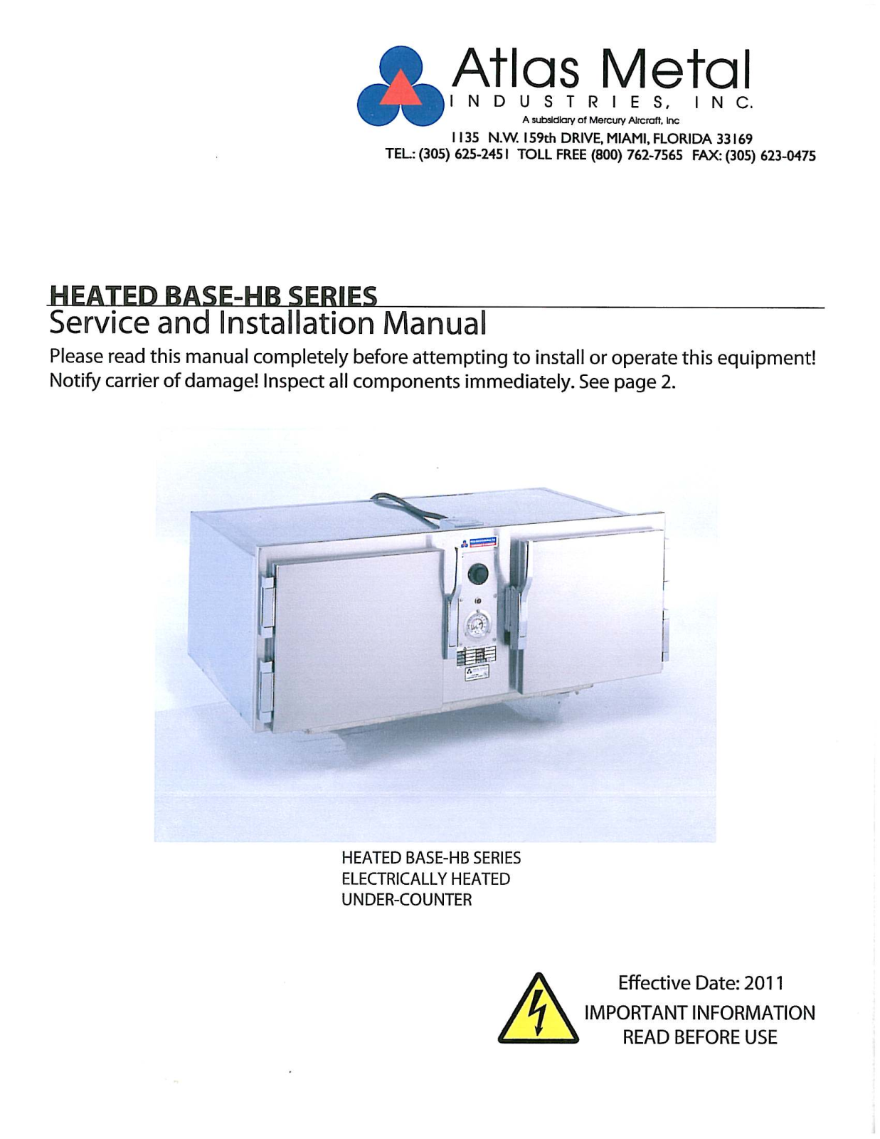 Atlas Metal Industries HB Series General Manual