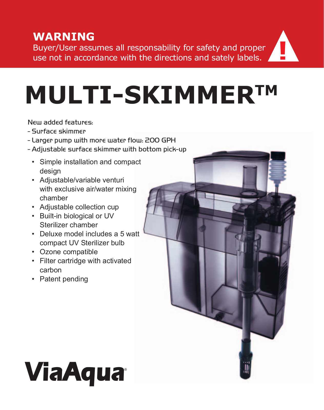 ViaAqua MULTI-SKIMMER User Manual - ManualMachine.com