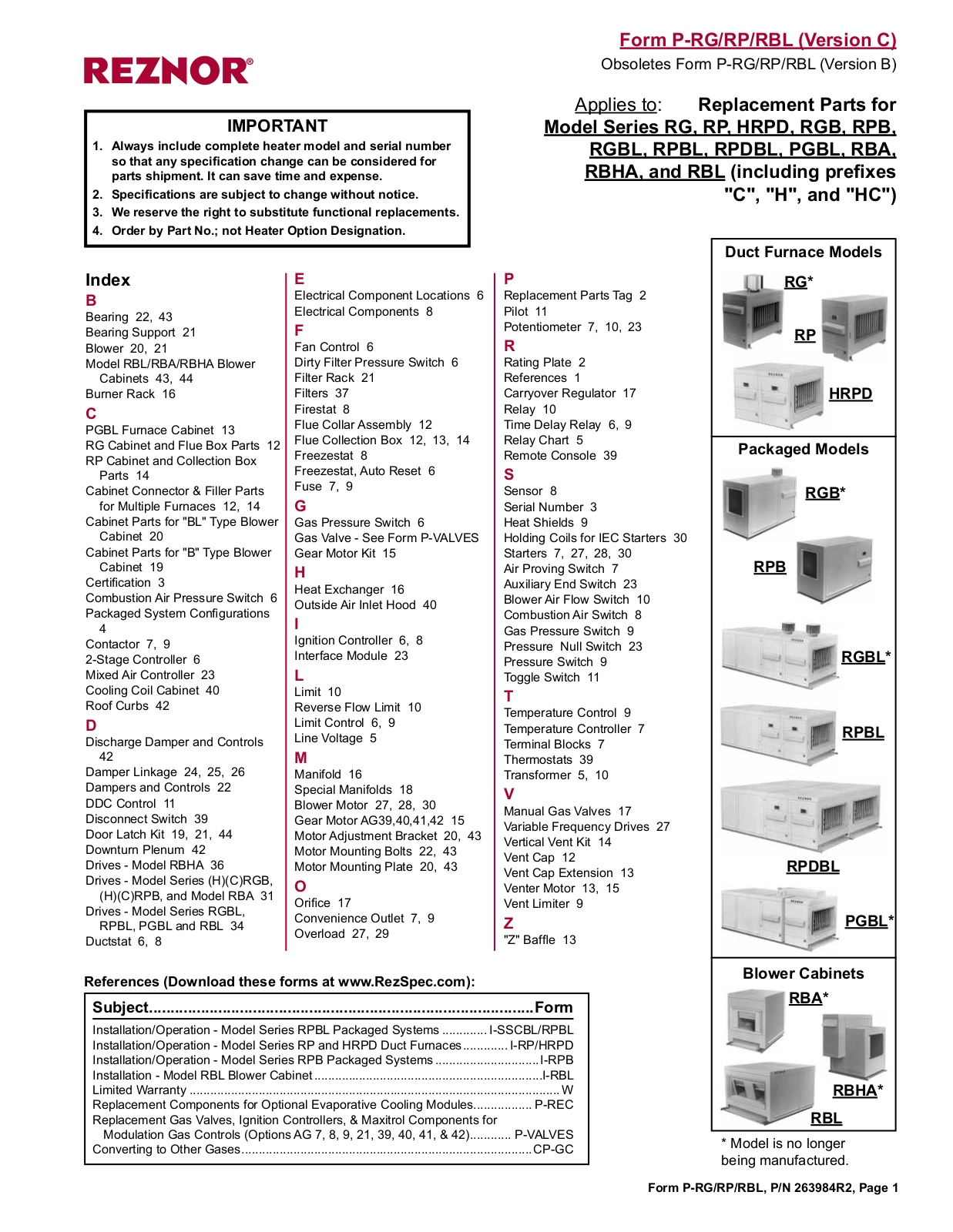 Reznor Blower Wheel User Manual