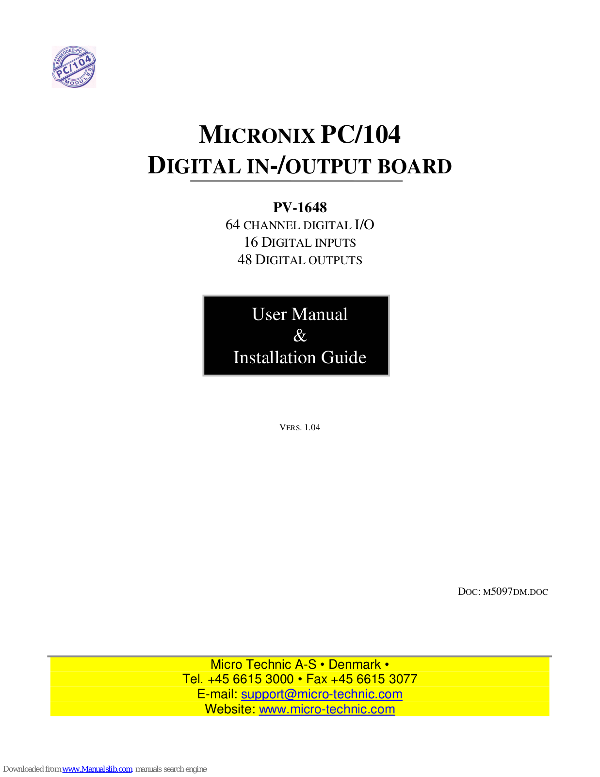 Micro Technic Micronix PV-1648 User Manual