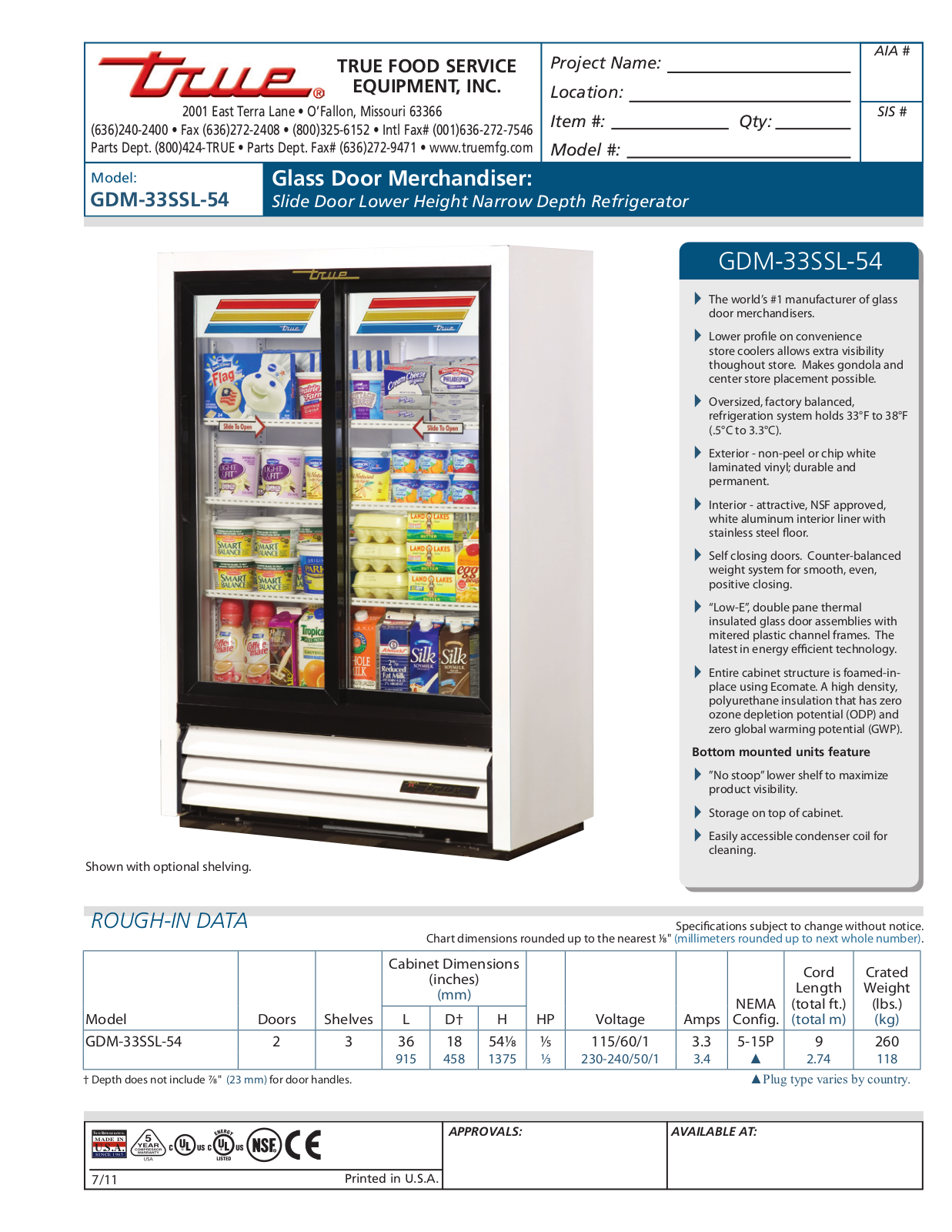 True GDM-33SSL-54 User Manual